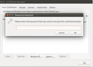 Browser challenging for export code before adding certificate
