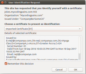 Browswer prompting for certificate to select